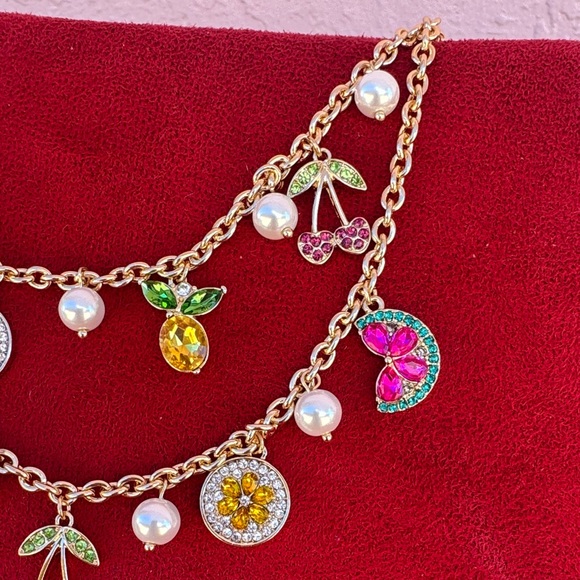 Monet Gold Necklace with Colorful Charms and Pearls - Picture 3 of 13